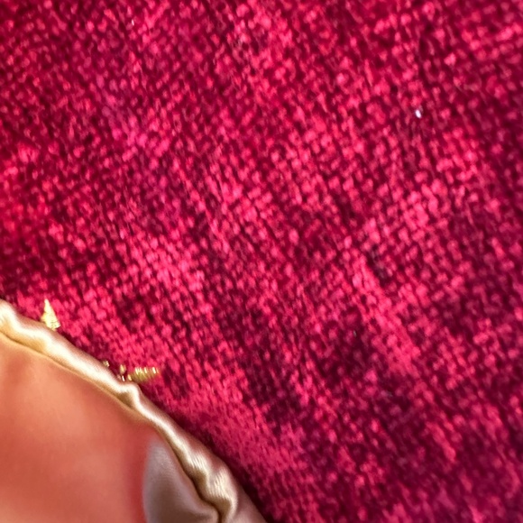 Martha Stewart Everyday CHRISTMAS STOCKING Gold Satin & Velour w/Tassles w/2 Red - Picture 7 of 11